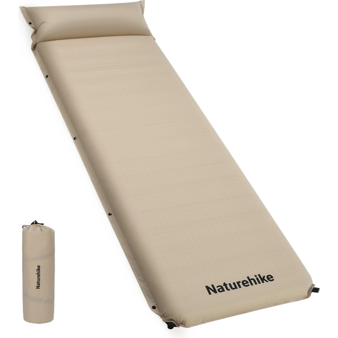 Коврик NATUREHIKE CNK2450WS020 D04 10см с подушкой R7.8 самонадувной туристический бежевый 6927595712719
